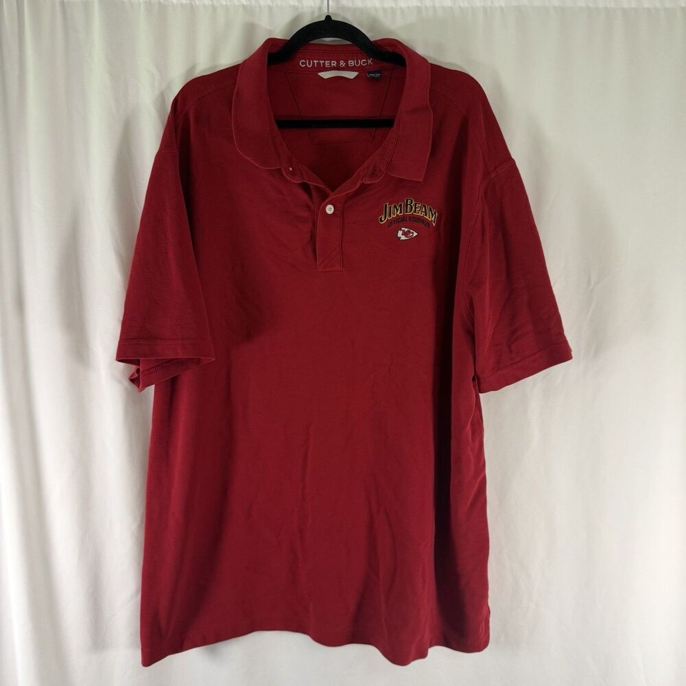 Kansas City Chiefs Jim Beam Polo Men's 3XB Red Short Sleeve Collared Cutter Buck